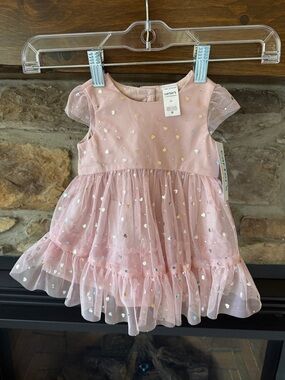 Carter's Pink Tulle Dress with Metallic Heart Accents